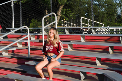 red velvet oversized tee