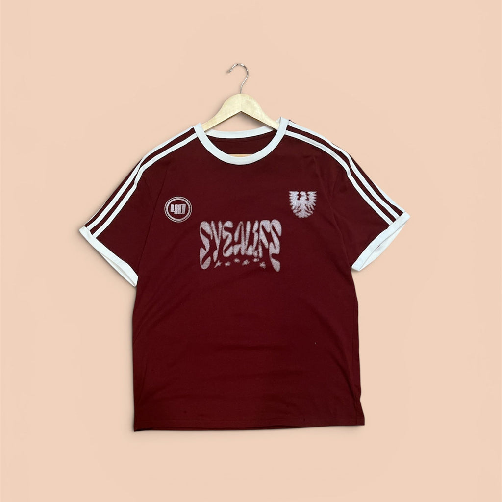 red velvet oversized tee